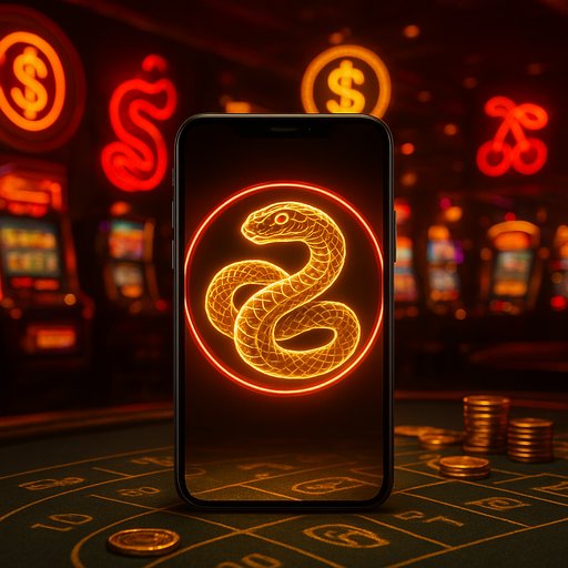 Fortune Snake hero image showing neon-lit, snake-themed casino ambience with gold accents, creating an energetic mood. The design invites Pakistan players to explore the Fortune Snake theme on mobile devices.