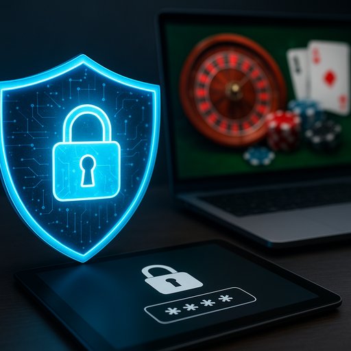 Security illustration showing a digital shield and padlock, representing privacy and safety in online gambling. It emphasizes secure login, data protection, and responsible gaming controls for Pakistan players including Karachi and Lahore.